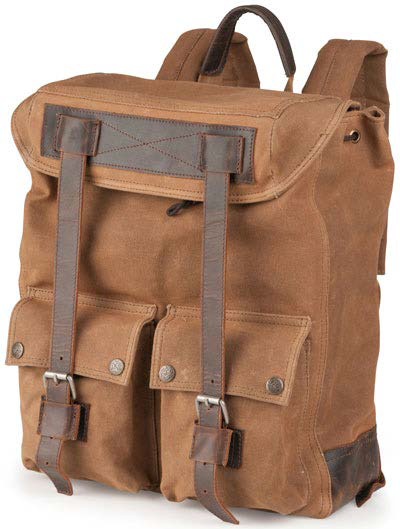 THE BURK & WILLS LARGE LEATHER AND CANVAS BACKPACK